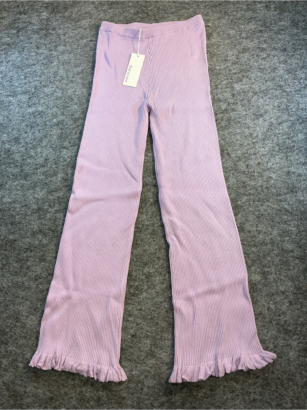 Find Me Now Ribbed Lavender LettuceHem Pants Size M